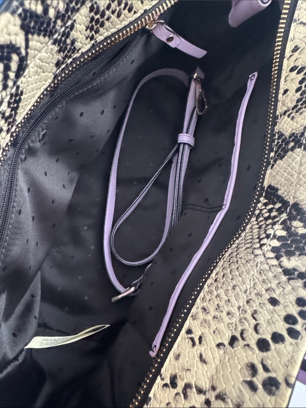 kate spade Lilac Satchel with Yellow Snake-Accent Trim - Picture 16 of 16
